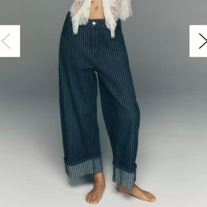 The Kayden Railroad Stripe Barrel Carpenter Jeans by Pilcro Size 31